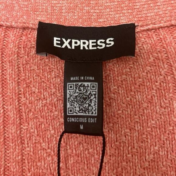 Express Rose Pink Cropped Cable Knit Cardigan Sweater New Medium Summer Beachy - Picture 9 of 12